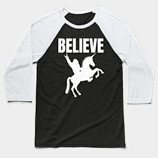 Bigfoot Riding A Unicorn Baseball T-Shirt